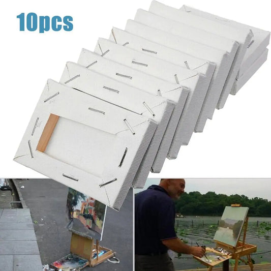 10Pcs Blank White Mini Small Stretched Artist Canvas Art Board Acrylic Oil  Paint